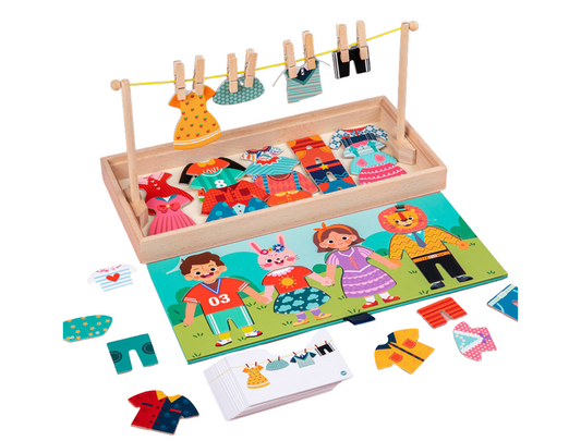 Juego Montessori de Vestir y Colgar con Pinzas para Potenciar la Creatividad