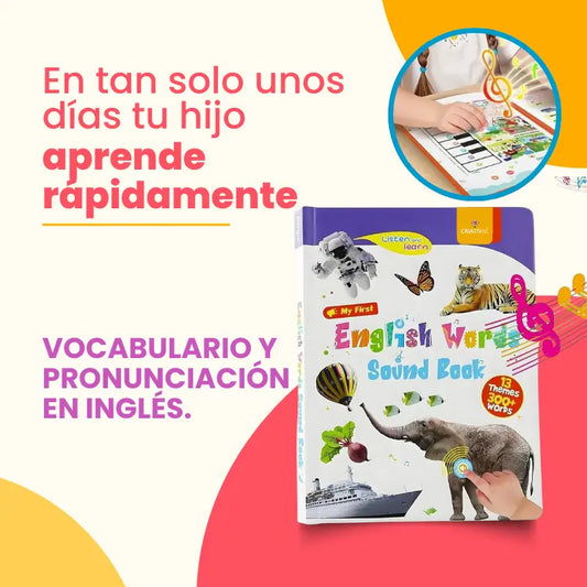 Libro de Sonidos - Mis Primeras Palabras en Inglés 300+ palabras, 13 temas y botones de sonido interactivos | CRIATIVAE