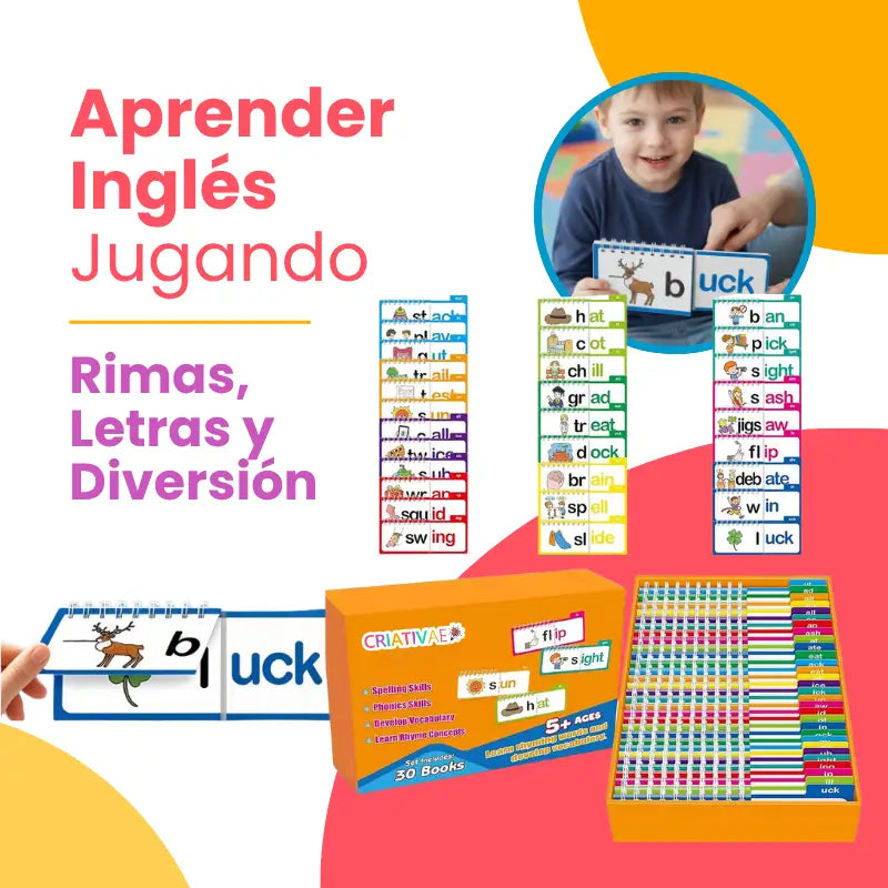 Libros Educativos Flip de Lectura y Rima Bilingüe para Niños – Aprender Inglés y Portugués | CRIATIVAE